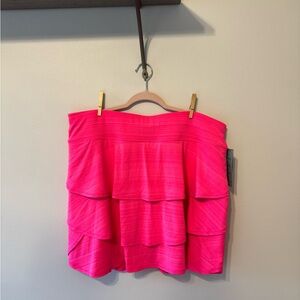 Vibrant Pink Tiered Athletic Skirt
